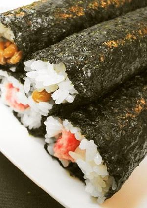 A picture of Negitoro Sushi Rolls and Natto Sushi Rolls for Setsubun.