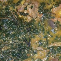 A picture of Offals bitterleaf soup.
