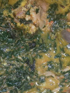 A picture of Offals bitterleaf soup.