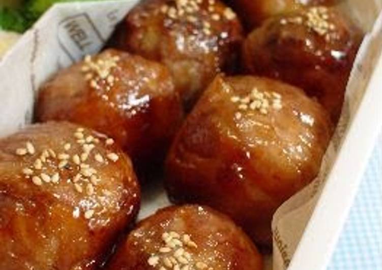 Recipe of Any-night-of-the-week Meat Wrapped Onigiri Rice Balls using Shabu-Shabu Pork Slices