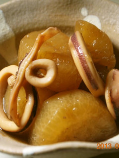 A picture of Tender Simmered Daikon Radish with Squid.