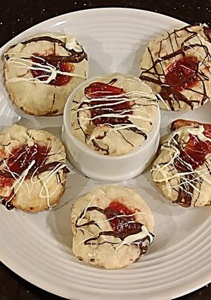 A picture of Cherry Thumbprint Cookies.