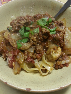 A picture of Herby Bolognese Tagliatelle.