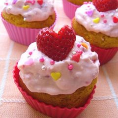 A picture of Decked-out Strawberry Muffins.