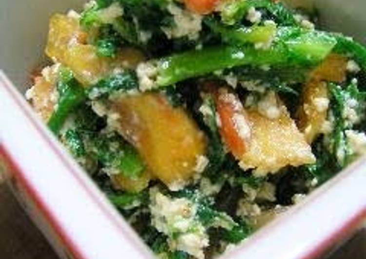 Recipe of Any-night-of-the-week A Japanese Cuisine Standard - Chrysanthemum Leaves and Persimmon Shira-ae