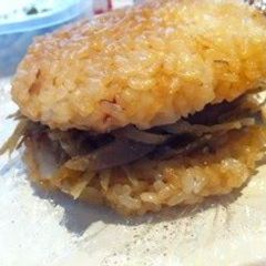 Rice Burgers Stuffed with Kimpira Stir-fry A picture of Rice Burgers Stuffed with Kimpira Stir-fry.