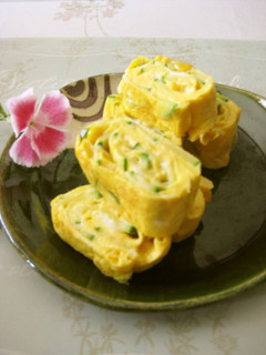 A picture of Rolled Omelette with Courgette and Sweetcorn.