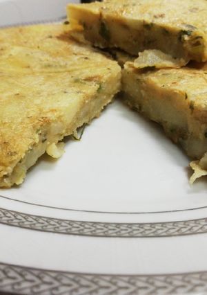 Una foto de Tortilla de papa vegana