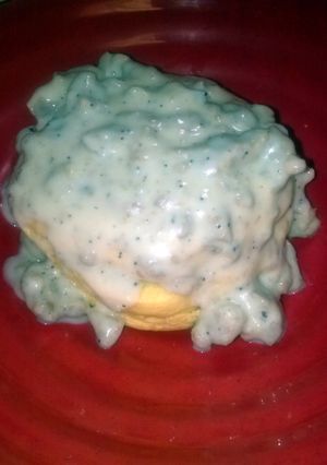 A picture of Vegetarian sausage gravy.