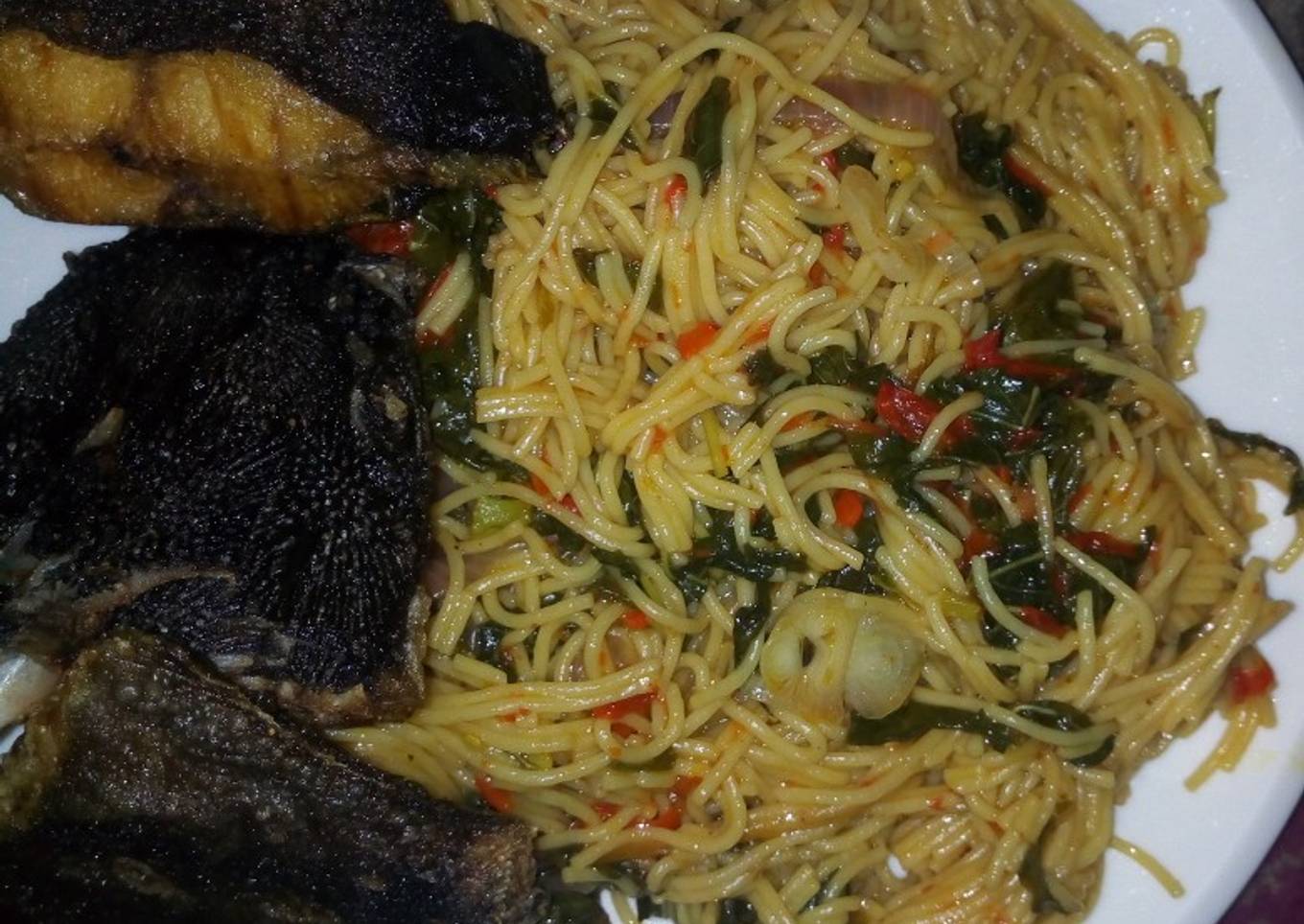 Spaghetti and fish