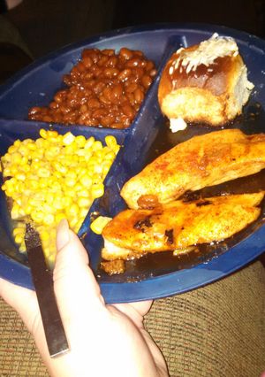 A picture of Sweet and spicy baked chicken.