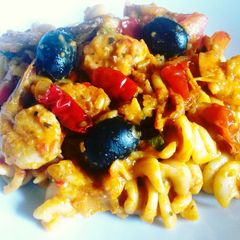 A picture of Creamy Prawn & Olive Pasta.