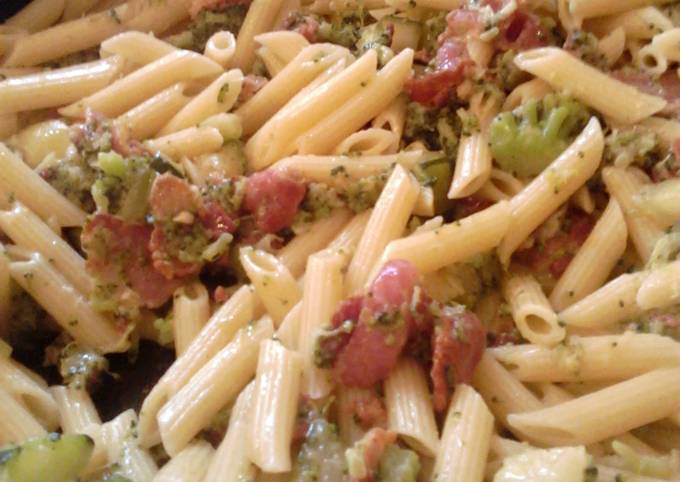Zucchini Penne with bacon Recipe