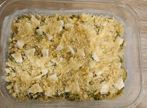 Une photo de Crumble salé courgettes et chèvre frais