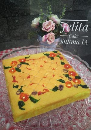 Foto resep Jelita cake....basic bolu yg di lukis