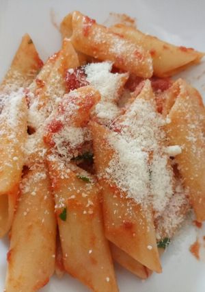A picture of Pasta with two way tomatoes and two way fresh herbs.