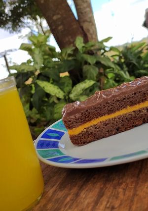 Una foto de Torta de Chocolate con relleno de mousse de mburucuja y 🍫