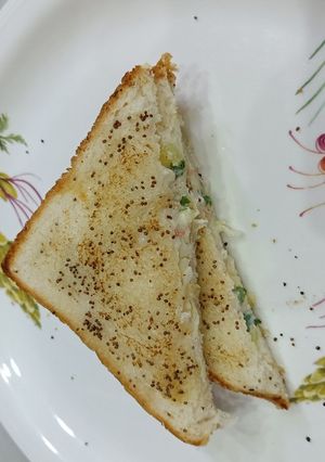A picture of Bread vegetable Sandwich for kids.