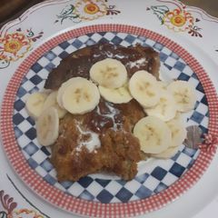 A picture of Leftover bread pudding cake.