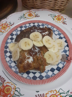 A picture of Leftover bread pudding cake.