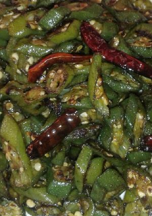 A picture of Lady finger bhujia.