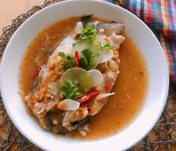 Ready to Serve Steamed Fish with Lime  Pla Neung Manao  ThaiChef Food Delicious Perfect