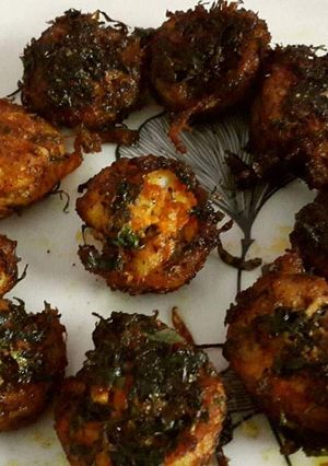 A picture of Pan roasted Kerala Prawns.