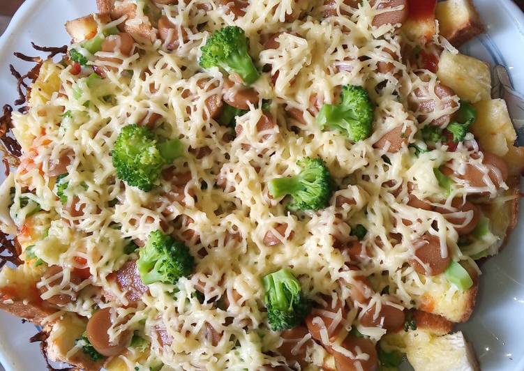 Resep Pizza Teflon Roti Tawar Brokoli ??, Lezat