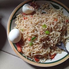 Simple noodles and Boiled egg A picture of Simple noodles and Boiled egg.