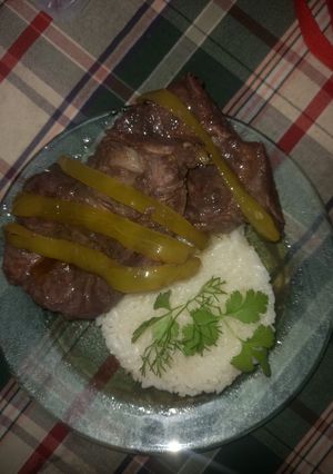 Una foto de Carne Americana con Arroz