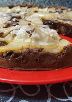 Una foto de Torta chocolatosa de peras sin aceite y sin manteca