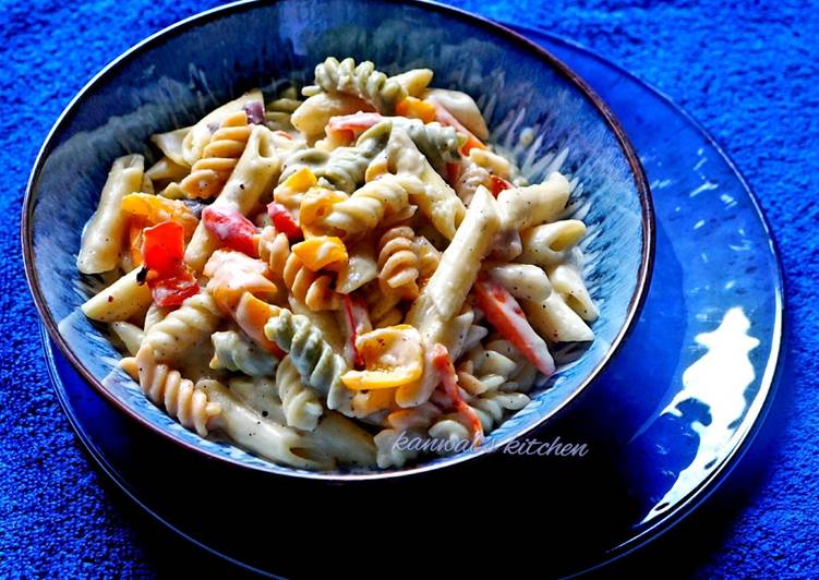 Easiest Way to Make Speedy Colorful white sauce pasta