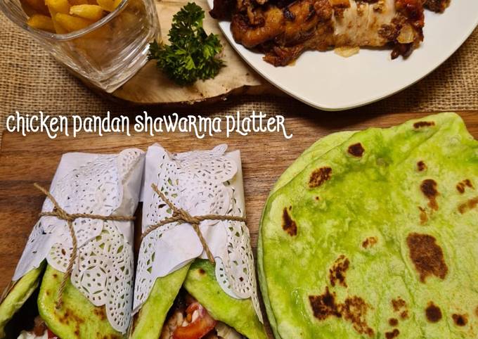 Chicken pandan shawarma platter