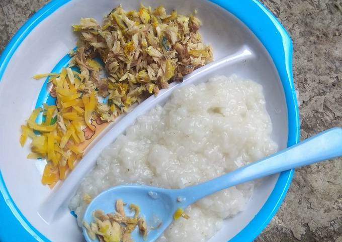 Resep [mpasi 10m ] Bubur Tim Ikan Kembung Suwir Oleh Saluna Mahira