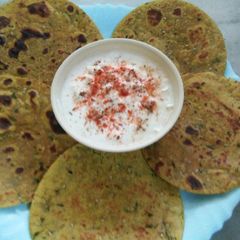 A picture of Kothimbir parantha.