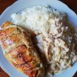 صدر دجاج مشوي مع كريمة الفطر والرز