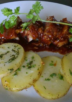 Una foto de Cerdo en salsa de mostaza y miel.