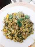 Arroz verde con carne de cerdoo