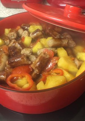 A picture of My Pork Sausage & Honey Pineapple. 😉.