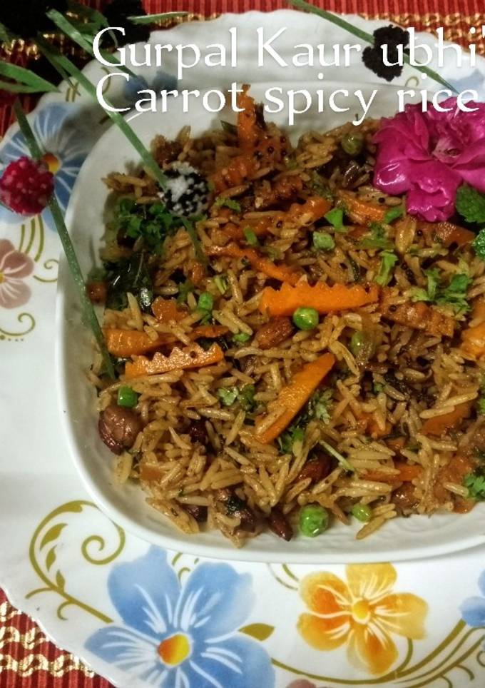 Carrot spicy rice 🥕🍚 Recipe by Gurpal kaur Ubhi - Cookpad