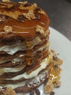 Φωτογραφία της συνταγής Σοκολατένια pancakes βρώμης (χωρίς ζάχαρη και αλεύρι)