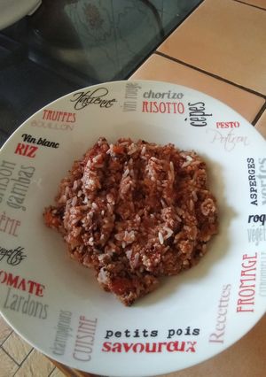 A picture of Three-Color Rice with Ground Beef.