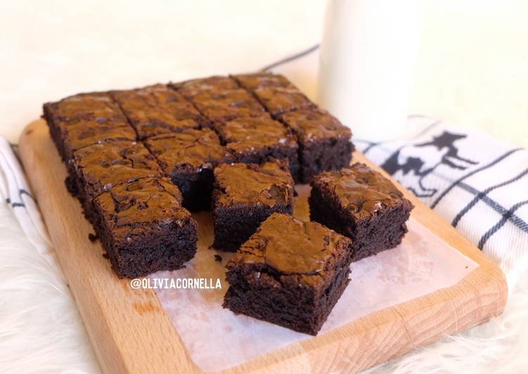 Shiny Crust Brownies / Brownies Panggang Chewy anti gagal