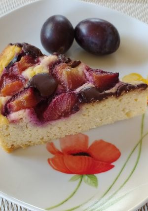 Kókuszlisztes szilvás pite csoki cseppekkel #gluténmentes #tejmentes #cukormentes recept fotója