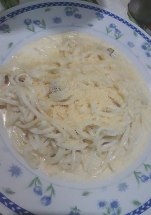Una foto de Fideo a la carbonara "a mi manera"