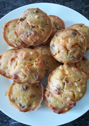 Une photo de Muffins chèvre lardons carottes