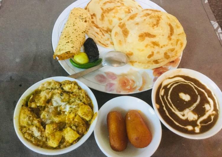 Dal Makhani,paneer -butter masala,tandoori parathas