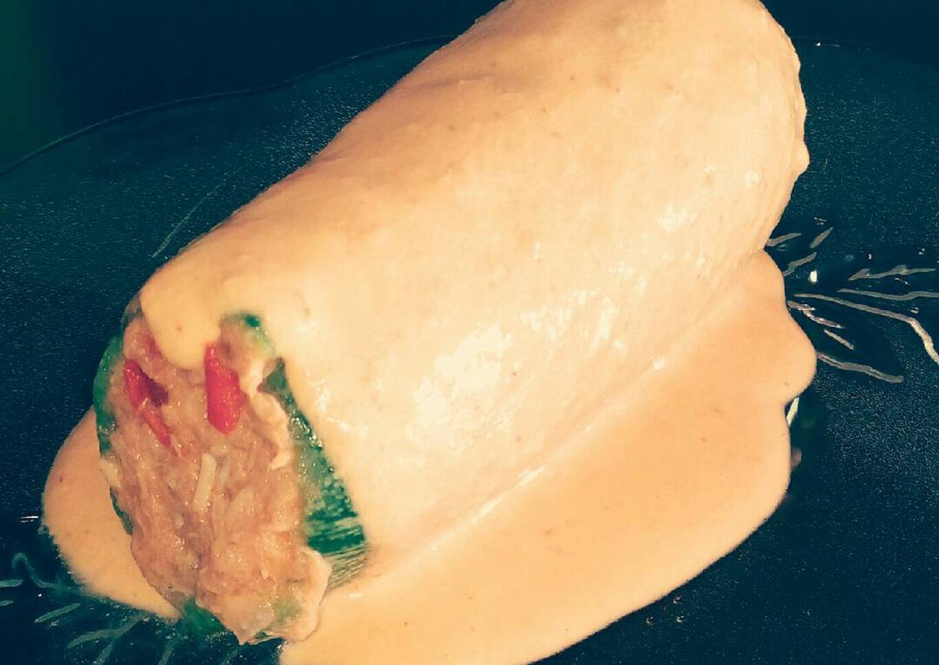 Calabaza rellena de atún, bañada en crema de chipotle 🍴🌶🐟🌶🍴
