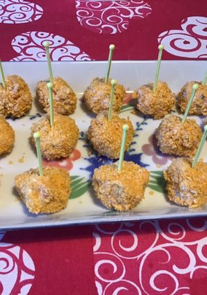 Une photo de Bouchées apéritives au fromage frais carotte et jambon blanc