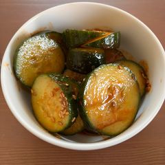 A picture of Korean style cucumber salad.